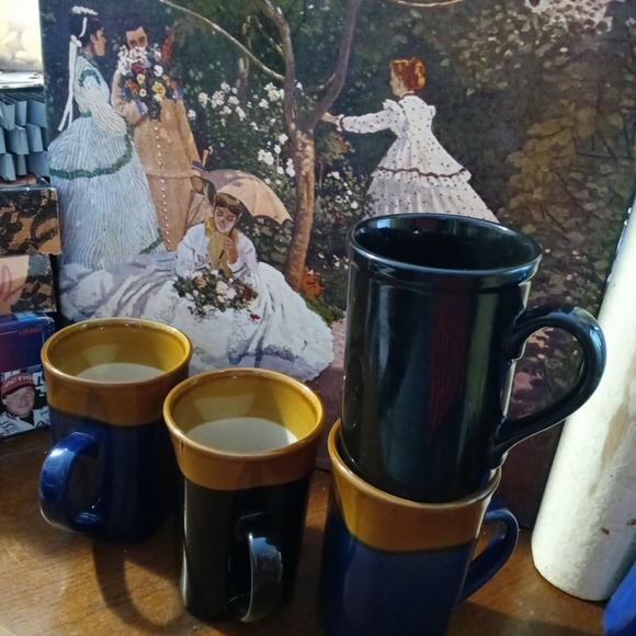 NWOT Royal Norfolk Square Two-Tone Flare Rim Stoneware 14oz Coffee Mug Set of 4 - Picture 7 of 9